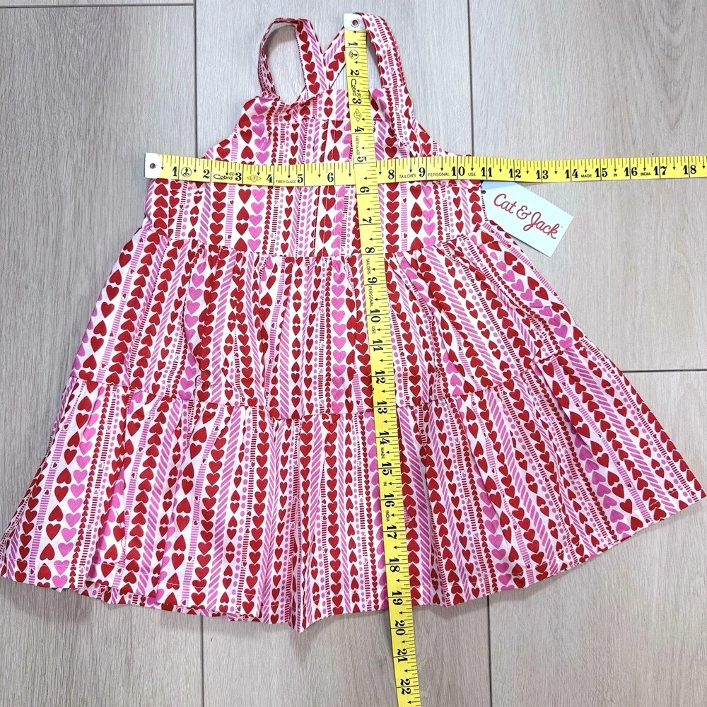 Cat & Jack Toddler Girls 12M Heart Print Valentine's Day Tank Dress Red Pink NWT